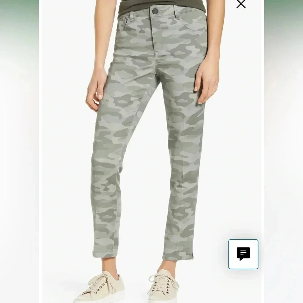 Wit & Wisdom Woman’s Camo Cropped Pants Size 2 High Waist Color Stormy Sea NEW